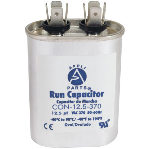 Appli Parts CON-12.5-370 Condensador Capacitor de Marcha 12.5 Mfd uF (microfaradios) 370VAC CBB65 Universal Aire acondicionado y otras aplicaciones Ovalado UL 5.1cm Ancho 2.5cm Profundidad 7.6cm Alto