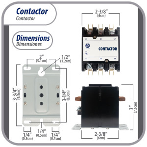 Appli Parts APAC-340120 Contactor 3 Polos 40A 120V Bobina Repuesto para Compresores de CA y Aplicaciones Electricas Certificacion UL E476929 de Trabajo Pesado