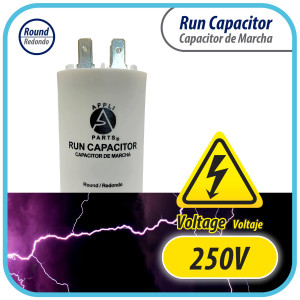 Appli Parts Condensador Capacitor de Marcha 70 Mfd uF (microfaradios) 250VAC CBB60 Cuerpo plastico para bombas de agua y otras aplicaciones Redondo UL E476928 CON-70-250-P