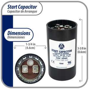 Appli Parts Condensador Capacitor Arranque 233-280 Mfd (microfaradios) uF 250 VAC remplazo universal para motores electricos de distintas aplicaciones 4.6cm Diametro 8.6cm Alto CON-233-250
 Appli Parts Condensador Capacitor Arranque 233-280 Mfd (microfaradios) uF 250 VAC remplazo universal para motores electricos de distintas aplicaciones 4.6cm Diametro 8.6cm Alto CON-233-250