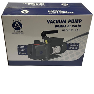 Appli Parts APVCP-313 Bomba de Vacio de 3.0 CFM 1/4 HP 1 etapa 115-220 V, 50/60 Hz para calefaccion, aire acondicionado y sistemas de refrigeracion para aplicaciones domesticas y automotrices Appli Parts APVCP-313 Bomba de Vacio de 3.0 CFM 1/4 HP 1 etapa 115-220 V, 50/60 Hz para calefaccion, aire acondicionado y sistemas de refrigeracion para aplicaciones domesticas y automotrices
