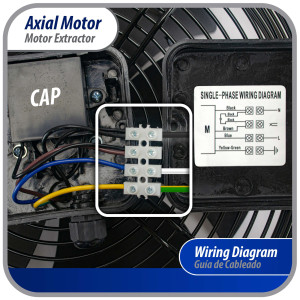 Appli Parts AXF-500 Extractor Axial 500 mm (19-3/4 pulg) 220 V, 1 ph, 60 Hz, 500 W, 1450 rpm, Rango Temperatura -30 C a 60 C, incluye aspa y base tipo jaula