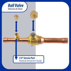 Appli Parts APBV-012 Valvula de Cierre 1/2 pulg tipo Bola de conexion soldable con puerto de servicio SAE de 1/4 de pulg presion maxima de trabajo 610 psi temperaturas de -30 C a 120 C longitud total 165 mm Appli Parts APBV-012 Valvula de Cierre 1/2 pulg tipo Bola de conexion soldable con puerto de servicio SAE de 1/4 de pulg presion maxima de trabajo 610 psi temperaturas de -30 C a 120 C longitud total 165 mm