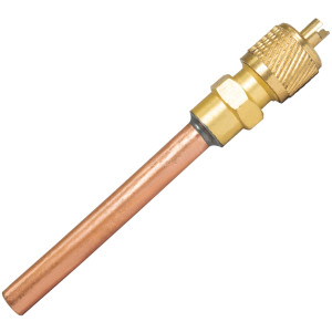 Appli Parts Valvula de acceso de 1/4 SAE x 1/4 pulg OD x con vastago de cobre de 5cm de largo con nucleo y tapa de laton con removedor de nucleo y empacadura APVS-14142 Appli Parts Valvula de acceso de 1/4 SAE x 1/4 pulg OD x con vastago de cobre de 5cm de largo con nucleo y tapa de laton con removedor de nucleo y empacadura APVS-14142