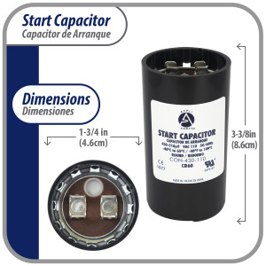 Appli Parts Condensador Capacitor Arranque 430-516 Mfd (microfaradios) uF 110-125 VAC remplazo universal para motores electricos de distintas aplicaciones 4.6cm Diametro 8.6cm Alto CON-400-110
 Appli Parts Condensador Capacitor Arranque 430-516 Mfd (microfaradios) uF 110-125 VAC remplazo universal para motores electricos de distintas aplicaciones 4.6cm Diametro 8.6cm Alto CON-400-110