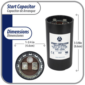 Appli Parts Condensador Capacitor Arranque 460-553 Mfd (microfaradios) uF 110-125 VAC remplazo universal para motores electricos de distintas aplicaciones 4.6cm Diametro 8.6cm Alto CON-400-110
 Appli Parts Condensador Capacitor Arranque 460-553 Mfd (microfaradios) uF 110-125 VAC remplazo universal para motores electricos de distintas aplicaciones 4.6cm Diametro 8.6cm Alto CON-400-110