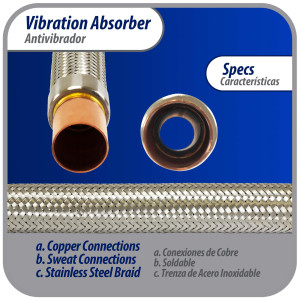Appli Parts APVE-138 Antivibrador 1-3/8 pulg Soldable Eliminador de Vibracion 37cm Largo 500psi presion maxima de trabajo y 3.265psi presion de rotura Appli Parts APVE-138 Antivibrador 1-3/8 pulg Soldable Eliminador de Vibracion 37cm Largo 500psi presion maxima de trabajo y 3.265psi presion de rotura
