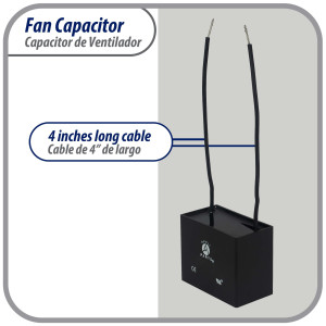 Appli Parts Condensador Capacitor de ventilador 6 mfd (microfaradios) uf 250VAC con 2 cables compatible con cualquier marca de igual capacitancia 4.7cm Ancho 1.8cm Prof 3.4cm Alto CAP-6-250-2C Appli Parts Condensador Capacitor de ventilador 6 mfd (microfaradios) uf 250VAC con 2 cables compatible con cualquier marca de igual capacitancia 4.7cm Ancho 1.8cm Prof 3.4cm Alto CAP-6-250-2C
