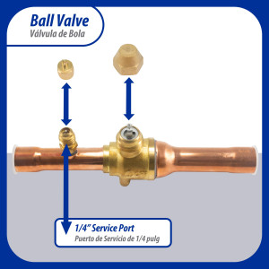 Appli Parts APBV-058 Valvula de Cierre 5/8 pulg tipo Bola de conexion soldable con puerto de servicio SAE de 1/4 de pulg presion maxima de trabajo 610 psi temperaturas de -30 C a 120 C longitud total 165 mm Appli Parts APBV-058 Valvula de Cierre 5/8 pulg tipo Bola de conexion soldable con puerto de servicio SAE de 1/4 de pulg presion maxima de trabajo 610 psi temperaturas de -30 C a 120 C longitud total 165 mm