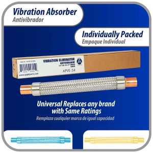 Appli Parts APVE-34 Antivibrador 3/4 pulg Soldable Eliminador de Vibracion 25cm Largo 450psi presion maxima de trabajo y 3.265psi presion de rotura Appli Parts APVE-34 Antivibrador 3/4 pulg Soldable Eliminador de Vibracion 25cm Largo 450psi presion maxima de trabajo y 3.265psi presion de rotura