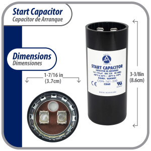 Appli Parts Condensador Capacitor Arranque 161-193 Mfd (microfaradios) uF 330 VAC remplazo universal para motores electricos de distintas aplicaciones 3.7cm Diametro 8.6cm Alto CON-161-330
 Appli Parts Condensador Capacitor Arranque 161-193 Mfd (microfaradios) uF 330 VAC remplazo universal para motores electricos de distintas aplicaciones 3.7cm Diametro 8.6cm Alto CON-161-330