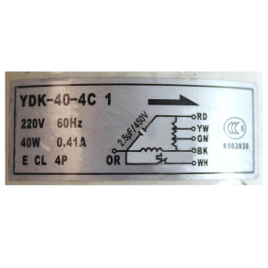 Motor A.A. Evaporador Ydk-40-4c 220v 60hz 40w 0.41a Capacitor 2.5mfd/450v Wst-30000 Motor A.A. Evaporador Ydk-40-4c 220v 60hz 40w 0.41a Capacitor 2.5mfd/450v Wst-30000