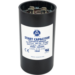 Appli Parts Condensador Capacitor Arranque 270-324 Mfd (microfaradios) uF 250 VAC remplazo universal para motores electricos de distintas aplicaciones 4.6cm Diametro 8.6cm Alto CON-270-250
 Appli Parts Condensador Capacitor Arranque 270-324 Mfd (microfaradios) uF 250 VAC remplazo universal para motores electricos de distintas aplicaciones 4.6cm Diametro 8.6cm Alto CON-270-250