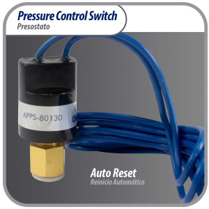 Appli Parts APPS-80130 Valvula Presostato R410 Baja, Abre 80 psi, Cierra 130 psi, 1 m Cable, SPST, 1/4 SAE Hembra, Reset Automatico, remplazo Universal para Aire Acondicionado