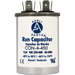 Appli Parts Condensador Capacitor de Marcha 4 Mfd uF (microfaradios) 370VAC o 450VAC CBB65 Universal Aire acondicionado y otras aplicaciones Redondo UL E476928 6.4cm Alto 3.7cm Ancho CON-4-450 Appli Parts Condensador Capacitor de Marcha 4 Mfd uF (microfaradios) 370VAC o 450VAC CBB65 Universal Aire acondicionado y otras aplicaciones Redondo UL E476928 6.4cm Alto 3.7cm Ancho CON-4-450