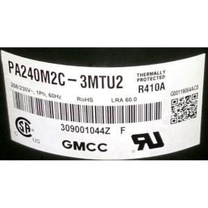 GMCC Compresor Rotativo velocidad fija 24.000Btu 208-230V/1Ph/60Hz Lra 60.0 R-410A PA240M2C-3MTU2 201400601300 11103010000567 GMCC Compresor Rotativo velocidad fija 24.000Btu 208-230V/1Ph/60Hz Lra 60.0 R-410A PA240M2C-3MTU2 201400601300 11103010000567