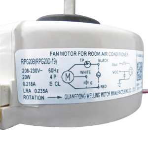 Motor Mini Split Unidad Interna evaporador RPG20B (RPG20D-19) YKFG-20-4-10L 208-230V/1Ph/60Hz 20W 4p 0.218A ECL LRA 0.235A 202400401651, 11002012001871

