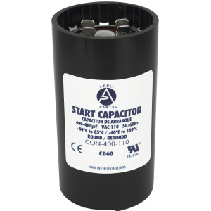 Appli Parts Condensador Capacitor Arranque 400-480 Mfd (microfaradios) uF 110-125 VAC remplazo universal para motores electricos de distintas aplicaciones 4.6cm Diametro 8.6cm Alto CON-400-110
 Appli Parts Condensador Capacitor Arranque 400-480 Mfd (microfaradios) uF 110-125 VAC remplazo universal para motores electricos de distintas aplicaciones 4.6cm Diametro 8.6cm Alto CON-400-110