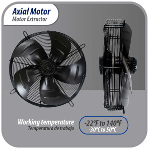 Appli Parts AXF-630 Extractor Axial 630 mm (24-3/4 pulg) 220 V, 1 ph, 60 Hz, 1150 W, 1500 rpm, Rango Temperatura -30 C a 60 C, incluye aspa y base tipo jaula Appli Parts AXF-630 Extractor Axial 630 mm (24-3/4 pulg) 220 V, 1 ph, 60 Hz, 1150 W, 1500 rpm, Rango Temperatura -30 C a 60 C, incluye aspa y base tipo jaula