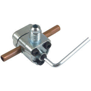 Appli Parts APT-PV210 Valvula perforadora 1/4, 5/16 o 3/8 pulg tipo bala con adaptadores y empacadura para sistemas de refrigeracion con puerto de servicio SAE de 1/4 pulg Appli Parts APT-PV210 Valvula perforadora 1/4, 5/16 o 3/8 pulg tipo bala con adaptadores y empacadura para sistemas de refrigeracion con puerto de servicio SAE de 1/4 pulg