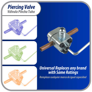 Appli Parts APT-PV210 Valvula perforadora 1/4, 5/16 o 3/8 pulg tipo bala con adaptadores y empacadura para sistemas de refrigeracion con puerto de servicio SAE de 1/4 pulg Appli Parts APT-PV210 Valvula perforadora 1/4, 5/16 o 3/8 pulg tipo bala con adaptadores y empacadura para sistemas de refrigeracion con puerto de servicio SAE de 1/4 pulg