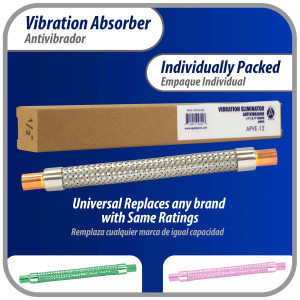 Appli Parts APVE-12 Antivibrador 1/2 pulg Soldable Eliminador de Vibracion 23cm Largo 500psi presion maxima de trabajo y 3.265psi presion de rotura Appli Parts APVE-12 Antivibrador 1/2 pulg Soldable Eliminador de Vibracion 23cm Largo 500psi presion maxima de trabajo y 3.265psi presion de rotura