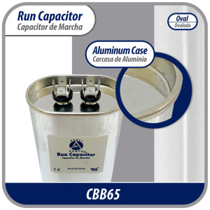 Appli Parts CON-30-370 Condensador Capacitor de Marcha 30 Mfd uF (microfaradios) 370VAC CBB65 Universal Aire acondicionado y otras aplicaciones Ovalado UL, 5.1cm Ancho 2.5cm Profundidad 7.6cm Alto