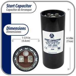 Appli Parts Condensador Capacitor Arranque 590-708 Mfd (microfaradios) uF 250 VAC remplazo universal para motores electricos de distintas aplicaciones 4.6cm Diametro 11cm Alto CON-590-250
 Appli Parts Condensador Capacitor Arranque 590-708 Mfd (microfaradios) uF 250 VAC remplazo universal para motores electricos de distintas aplicaciones 4.6cm Diametro 11cm Alto CON-590-250