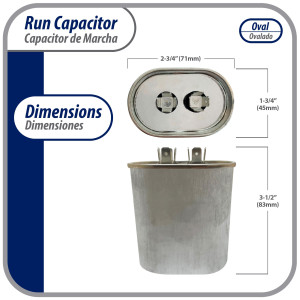 Appli Parts Condensador Capacitor de Marcha 40 Mfd uF (microfaradios) 370VAC CBB65 Universal Aire acondicionado y otras aplicaciones Ovalado UL E476928 7.1cm Ancho 4.5cm Prof 8.3cm Alto CON-40-370 Appli Parts Condensador Capacitor de Marcha 40 Mfd uF (microfaradios) 370VAC CBB65 Universal Aire acondicionado y otras aplicaciones Ovalado UL E476928 7.1cm Ancho 4.5cm Prof 8.3cm Alto CON-40-370