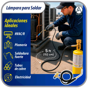 Appli Parts APHT-3W soplete boquilla para soldar o fundir con mapp o propano incluye manguera de 5 pies de largo y manilla, antorcha, lampara para soldadura blanda y fuerte para HVAC y plomeria