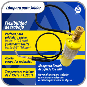 Appli Parts APHT-3W soplete boquilla para soldar o fundir con mapp o propano incluye manguera de 5 pies de largo y manilla, antorcha, lampara para soldadura blanda y fuerte para HVAC y plomeria