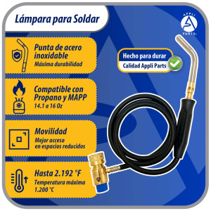 Appli Parts APHT-3W soplete boquilla para soldar o fundir con mapp o propano incluye manguera de 5 pies de largo y manilla, antorcha, lampara para soldadura blanda y fuerte para HVAC y plomeria
