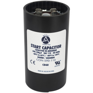 Appli Parts CON-590-110 Capacitor de Arranque 590-708 MFD (microfaradios) uF, 110-125 VAC. Universal para Motores Electricos, condensador de arranque de 4.6 cm de Diametro, 8.6 cm de Alto