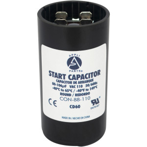 Appli Parts Condensador Capacitor Arranque 80-106 Mfd (microfaradios) uF 110-125 VAC remplazo universal para motores electricos de distintas aplicaciones 3.7cm Diametro 7cm Alto CON-88-110
 Appli Parts Condensador Capacitor Arranque 80-106 Mfd (microfaradios) uF 110-125 VAC remplazo universal para motores electricos de distintas aplicaciones 3.7cm Diametro 7cm Alto CON-88-110