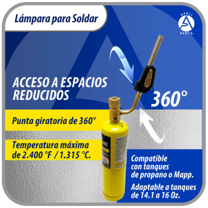 Appli Parts APHT-1S Soplete Boquilla de Soldar, Antorcha manual de un solo quemador con encendedor de arranque para soldadura fuerte con Mapp o punta giratoria de combustible de propano