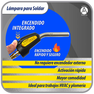 Appli Parts APHT-1S Soplete Boquilla de Soldar, Antorcha manual de un solo quemador con encendedor de arranque para soldadura fuerte con Mapp o punta giratoria de combustible de propano