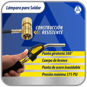 Appli Parts APHT-3SW Soplete Boquilla de Soldar, Antorcha, Lampara con manguera y encendedor para usar con Propano o Mapp en plomeria electricidad refrigeracion aire acondicionado y mas