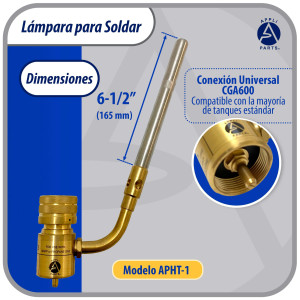 Appli Parts APHT-1 Soplete Boquilla de Soldar, Antorcha, Lampara para usar con Propano o Mapp en plomeria electricidad refrigeracion aire acondicionado y mas