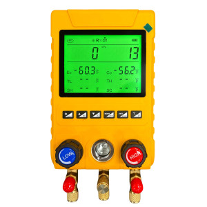Appli Parts APMG-D100B Juego Manometro Digital para Refrigeracion HVAC Incluye Mangueras, Pinzas de Temperatura y Maletin. Rango -14.5 a 800 psi. Calculo de Sobrecalentamiento y Subenfriamiento