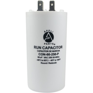 Appli Parts Condensador Capacitor de Marcha 60 Mfd uF (microfaradios) 250VAC CBB60 Cuerpo plastico para bombas de agua y otras aplicaciones Redondo UL E476928 10.8 cm Alto 5 cm Ancho CON-60-250-P