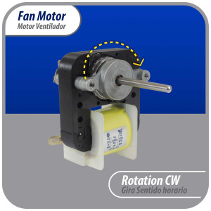 Appli Parts APFM-55 18 W Motor Ventilador, 110 V, 50/60 Hz, 0.38 A, 3000 rpm, rotacion CW remplazo Universal para Evaporadores, no incluye aspa