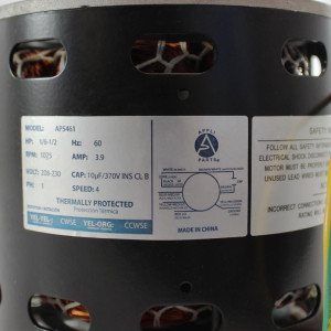 Appli Parts APFM-5461 1/6 - 1/2 Hp Motor Ventilador, 230 V, 60 Hz, 3.9 A, 1075 rpm, 4 velocidades, Rolinera, Rotacion Reversible, Tipo Rescue 1 eje, capacitor 10 mfd/370 VAC, UL, remplaza 5461