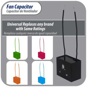 Appli Parts Condensador Capacitor de ventilador 2.5 mfd (microfaradios) uf 250VAC con 2 cables compatible con cualquier marca de igual capacitancia 3.7cm Ancho 1.5cm Profundidad 2.6cm Alto CAP-2.5-250-2C Appli Parts Condensador Capacitor de ventilador 2.5 mfd (microfaradios) uf 250VAC con 2 cables compatible con cualquier marca de igual capacitancia 3.7cm Ancho 1.5cm Profundidad 2.6cm Alto CAP-2.5-250-2C