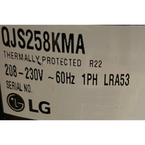 Compresor Lg Rotativo 18.000 Btu 208-230V/1Ph/60Hz OLP Interno (Incluye: Cobertor, Sello, Arandela, Tuerca, Asiento De Goma) Usa Capacitor 40mfd/370vac No Incluido R22 LG QJ258KDA QJS258KMA QJS258KMA