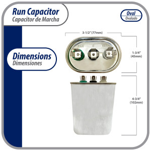 Appli Parts Condensador Capacitor de Marcha 80+5 Mfd uF (microfaradios) 370VAC CBB65 Universal Aire acondicionado y otras aplicaciones Ovalado UL E476928 7.7cm Ancho 4.5cm Prof 10.2cm Alto CON-80/5-370 Appli Parts Condensador Capacitor de Marcha 80+5 Mfd uF (microfaradios) 370VAC CBB65 Universal Aire acondicionado y otras aplicaciones Ovalado UL E476928 7.7cm Ancho 4.5cm Prof 10.2cm Alto CON-80/5-370