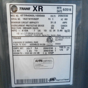 Unidad Cond. Descarga Vertical 60.000btu Xr14 Trane Seer15.5 R410 208-230v/60hz/1ph 4ttr4060l1 Unidad Cond. Descarga Vertical 60.000btu Xr14 Trane Seer15.5 R410 208-230v/60hz/1ph 4ttr4060l1