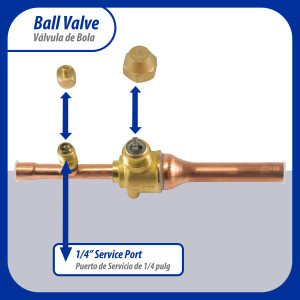 Appli Parts APBV-038 Valvula de Cierre 3/8 pulg tipo Bola de conexion soldable con puerto de servicio SAE de 1/4 de pulg presion maxima de trabajo 610 psi temperaturas de -30 C a 120 C longitud total 165 mm Appli Parts APBV-038 Valvula de Cierre 3/8 pulg tipo Bola de conexion soldable con puerto de servicio SAE de 1/4 de pulg presion maxima de trabajo 610 psi temperaturas de -30 C a 120 C longitud total 165 mm