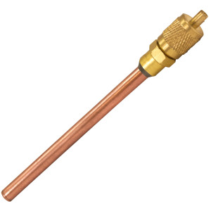 Appli Parts Valvula de acceso de 1/4 SAE x 3/16 pulg OD x con vastago de cobre de 8cm de largo con nucleo y tapa de laton con removedor de nucleo y empacadura APVS-143163 Appli Parts Valvula de acceso de 1/4 SAE x 3/16 pulg OD x con vastago de cobre de 8cm de largo con nucleo y tapa de laton con removedor de nucleo y empacadura APVS-143163
