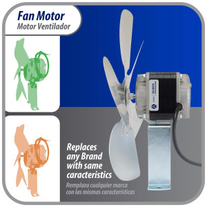 Appli Parts APFM-341E Motor Ventilador 34W Condensador y Evaporador 115V 60Hz 1.5A, Incluye Aspa de Aluminio de 30cm y Base de Montaje, Repuesto Universal para Equipos de Refrigeracion Comercial