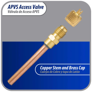 Appli Parts Valvula de acceso de 1/4 SAE x 1/4 pulg OD x con vastago de cobre de 10cm de largo con nucleo y tapa de laton con removedor de nucleo y empacadura APVS-14144 Appli Parts Valvula de acceso de 1/4 SAE x 1/4 pulg OD x con vastago de cobre de 10cm de largo con nucleo y tapa de laton con removedor de nucleo y empacadura APVS-14144